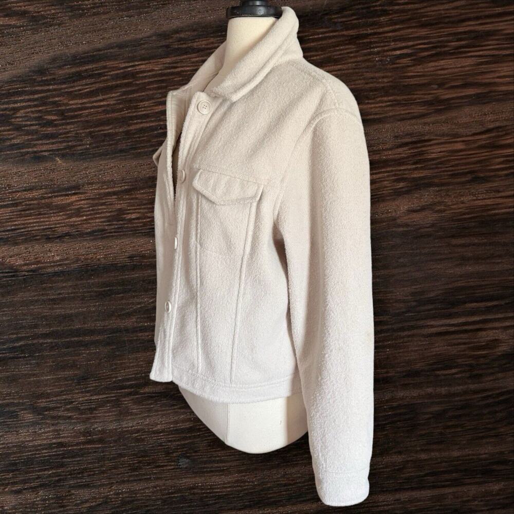 Joie Cropped Shacket Shirt Jacket Sz XL Boiled Wool‎ Feel Ivory Blogger Favorite